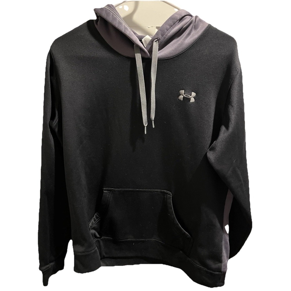 Vtg Under Armour Women's Size Medium Black And Gray Color Block Hoodie EUC Y2K